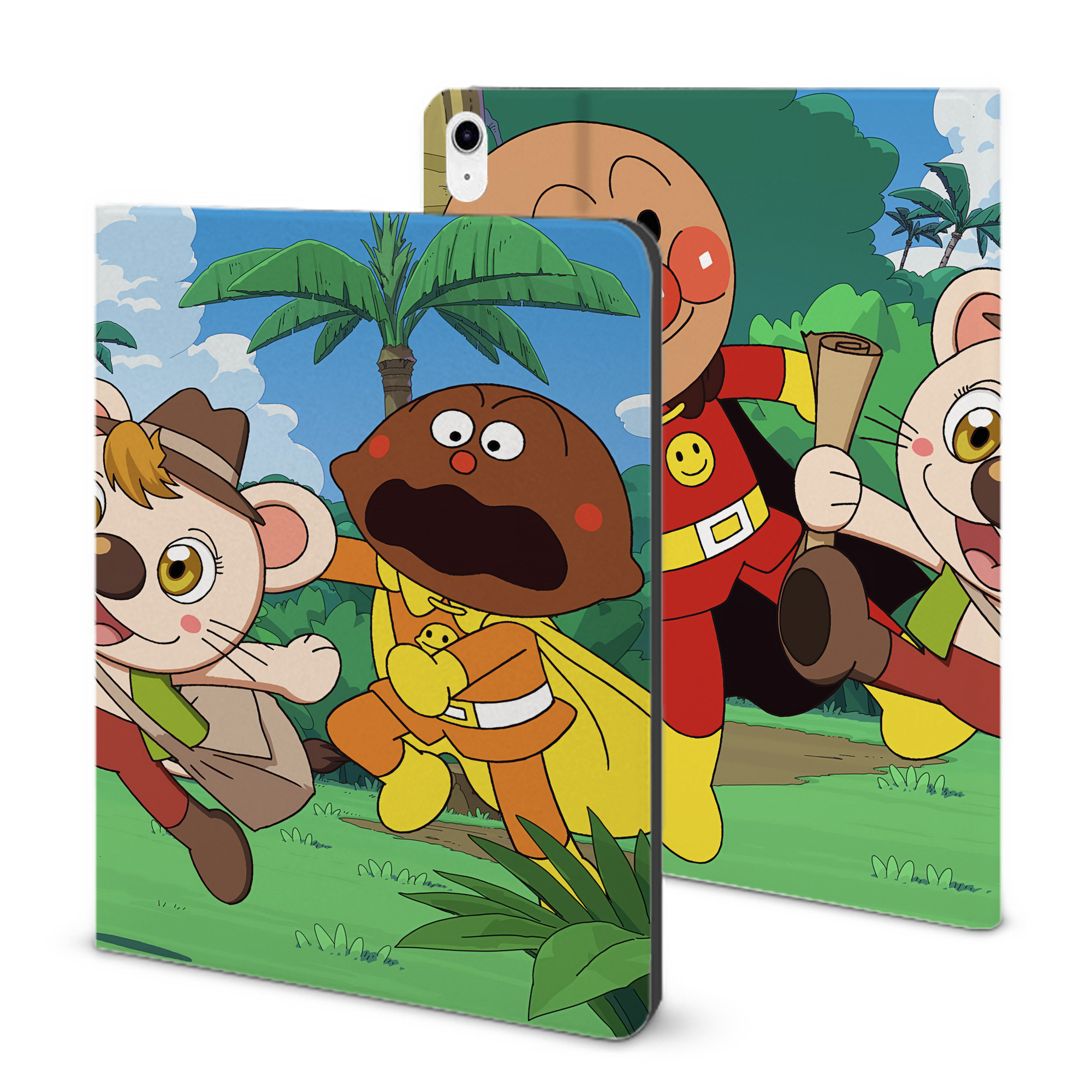 （画像用） アンパンマン Anpanman IPad ケース ブック型 PUレザー TPU 耐衝撃 軽量 薄型 ペン収納なし 全面保護 IPad 各モデル対応